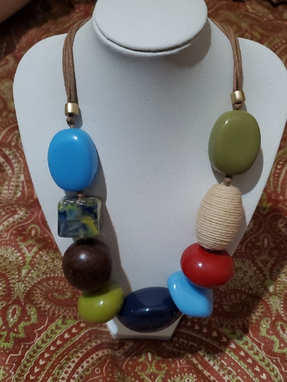 Chico's Chunky Multicolor Mixed Bead Statement Necklace -